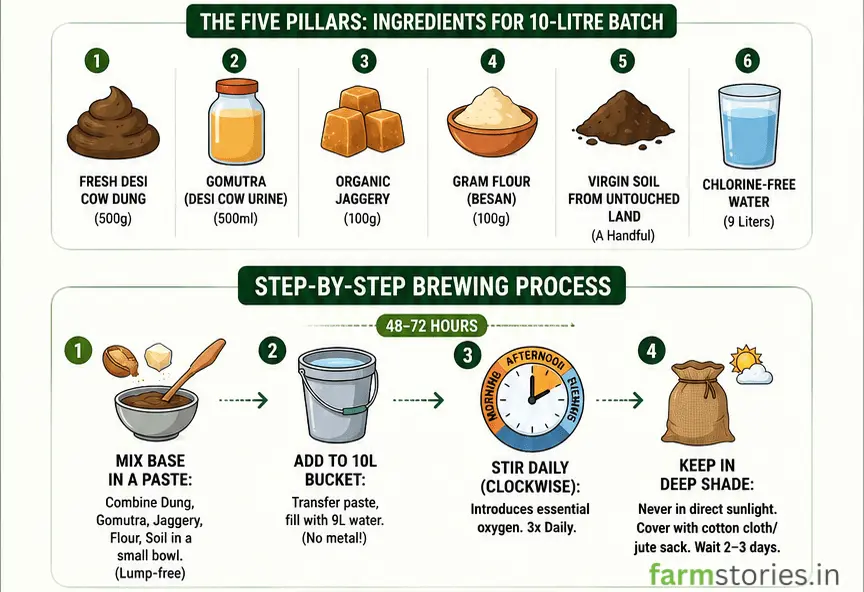Jeevamrutham - India’s Ancient Liquid Fertilizer brewing step by step process