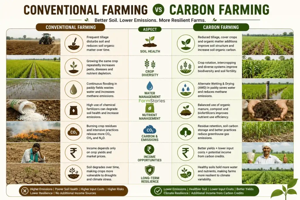 Carbon Farming in India - A comparison chart